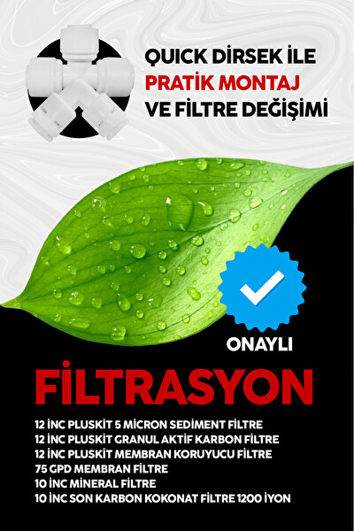 Pluskit 8 Litre 15 Aşama Mineralli 75 GPD Su Arıtma Cihazı SS0010