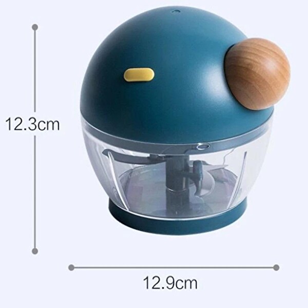 Valkyrie 500 ML Bambu Saplı 3 Bıçaklı Et Sebze Doğrayıcı Manuel El Rondosu Mavi