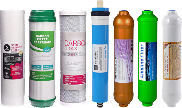E-Water Su Arıtma Cihazı 7'li Filtre Seti Vontron Membranlı 4'lü Mineral Alkali Filtre