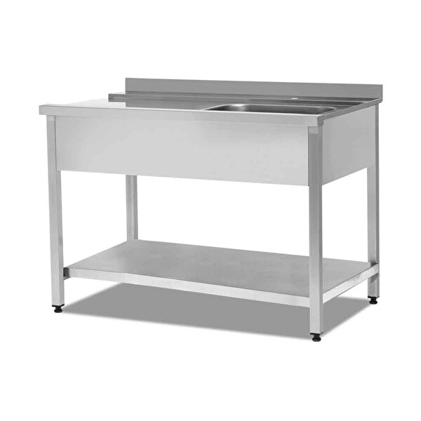 EMP.BYG.7590-1ET-R-K Bulaşık Makinesi Giriş Tezgahı Tek Evyeli Taban Raflı - Sağ