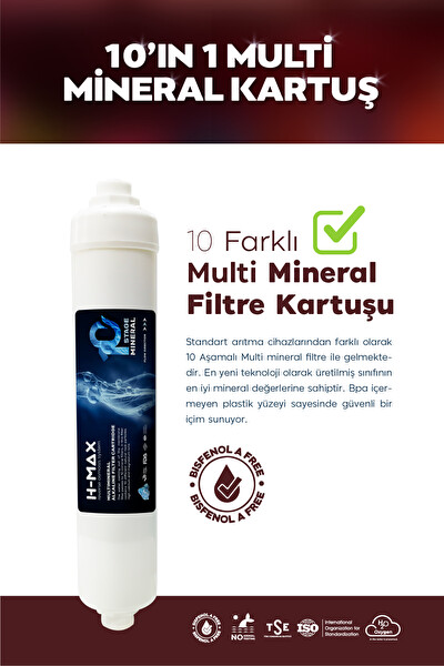 H-MAX 8 Litre 15 Aşama Mineralli 75 GPD Su Arıtma Cihazı HMAXS3512