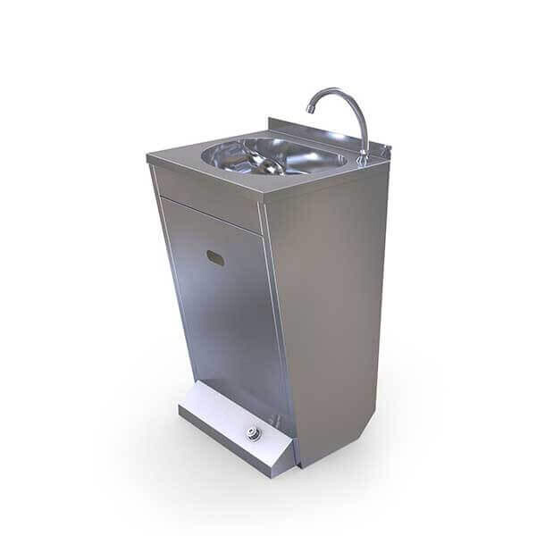 Erginoks 6EV00124 Ayaktan Kumandalı (pedallı) El Yıkama Evyesi - çift su girişli - sabun dispenserli - 50x45x85 CM