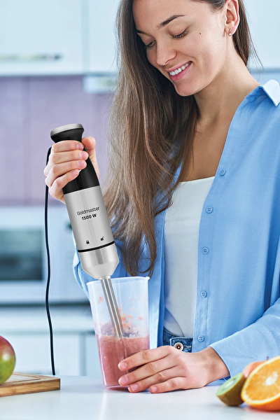 Goldmaster Fast Stick GM-7205 1500 W 4 Bıçaklı Paslanmaz Hazneli Çubuk El Blender Seti