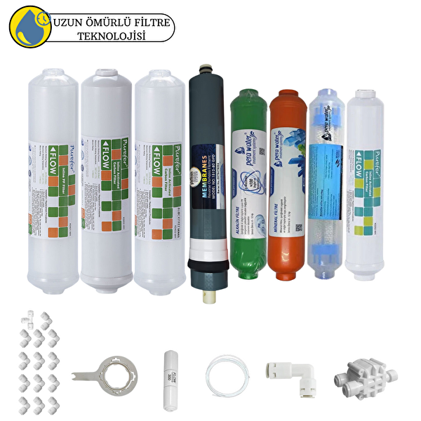 Purefer Kapalı Kasa Su Arıtma Cihazlarına Sertifikalı 8'li Platinium Mebran Mineral+Alkalili+Detox