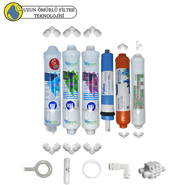 Pemax Water Solutions Kapalı Kasa Su Arıtma Cihazlarına Uygun Sertifikalı 6'lı Pallas Mebran Purefer Set
