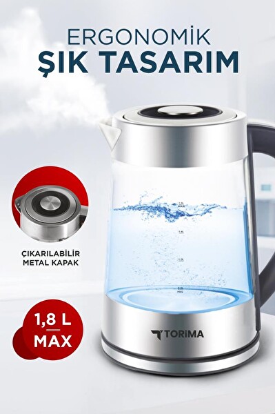 Torima TY-S888-040 Cam Ledli Kettle 1500 W 1.8 L Su Isıtıcı