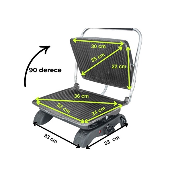 Dökümix Demir Döküm 1800 Watt 4-6 Dilim Tost Makinası ve Izgara Siyah