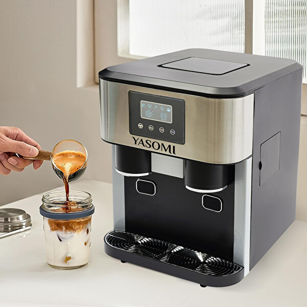 Yasomi Coolmaster ZBS15 3in1 Küp ve Kırılmış Buz Soğuk Su LCD Dokunmatik Inox Gövde 2L Tanklı Buz Makinesi