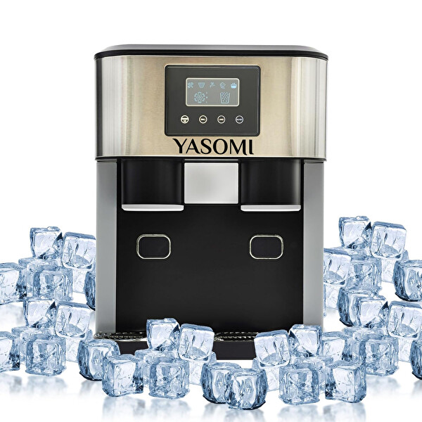 Yasomi Coolmaster ZBS15 3in1 Küp ve Kırılmış Buz Soğuk Su LCD Dokunmatik Inox Gövde 2L Tanklı Buz Makinesi