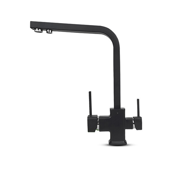 İdeal Mağaza Su Arıtma Cihazı Için 3 Yollu Kare Siyah Musluk