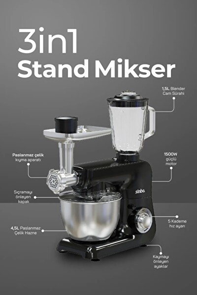 Sinbo SMX-2775 Çok Amaçlı Mutfak Şefi ( Hamur - Kıyma - Blender Makinesi )