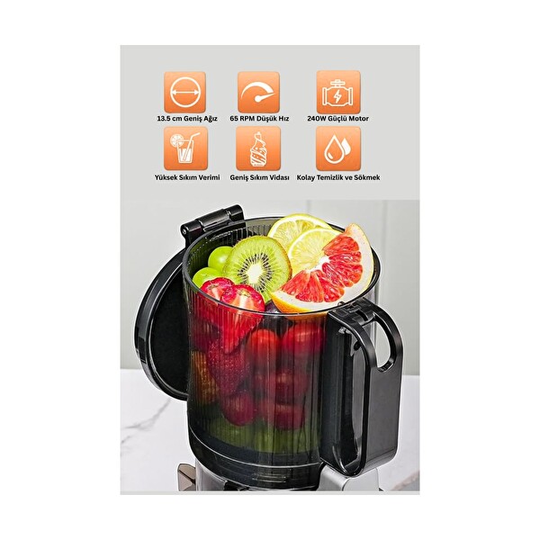 Tigrecook Slow Juicer Yavaş Sıkım Katı Meyve Sıkacağı Sorbe ve Dondurma Aparatlı