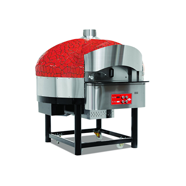 EMP.SPO.02-RB-LPG Gazlı Döner Tabanlı Pizza Fırını 9 Pizza Kapasiteli - Kırmızı - Siyah LPG'li