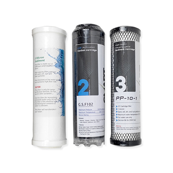 İdeal Mağaza Su Arıtma Cihazı İçin Kartuşlu 3lü Filtre Seti