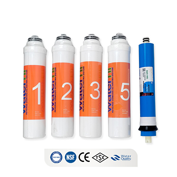 İdeal Mağaza Su Arıtma Cihazı İçin Takçevir 5li Filtre Seti