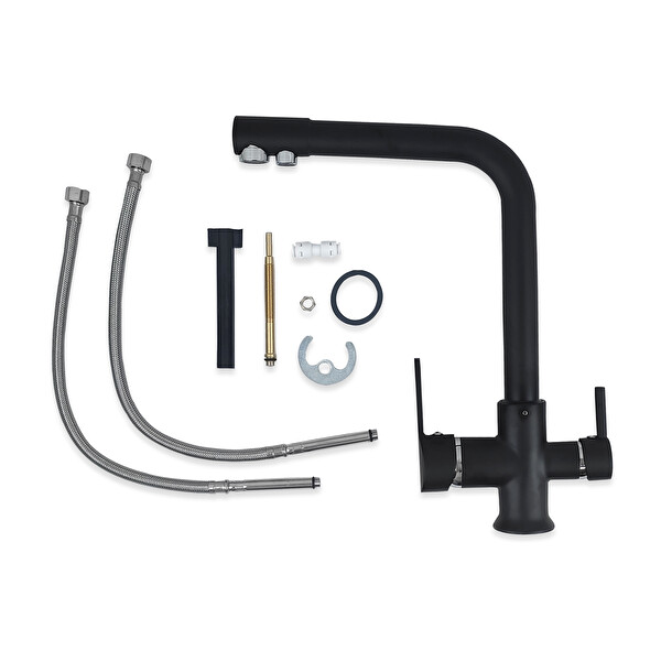 İdeal Mağaza Su Arıtma Cihazı Için 3 Yollu Oval L Borulu Siyah Musluk