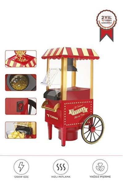 Torima TPM-01 Kırmızı Yağsız Popcorn Mısır Patlatma Makinesi