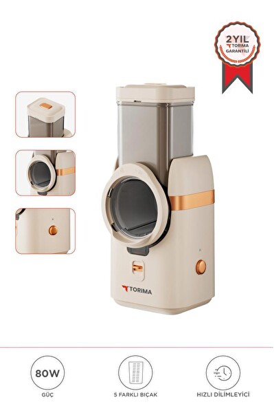 Torima TFS-01 5in1 Otomatik Rende-Doğrayıcı Dilimleme Makinesi Krem