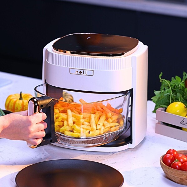 Nell EP9930 Cam Airfryer 4.5 LT Tek Hazneli Dokunmatik Kontrol Otomatik Kapanma Temperli Cam Sağlıklı Yemek Pişirme