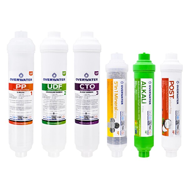 OverWater Kapalı Kasa Su Arıtma Cihazı 6'lı Inline Filtresi Seti Aşamalı Membransız FIN60MA