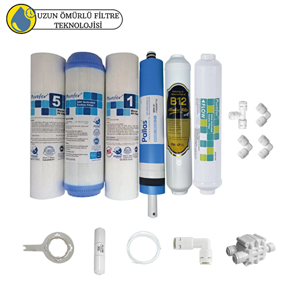 Pemax Water Solutions Purefer Açık Kasa Çift Sedimentli Sertifikalı 6'lı Pallas Mebran B12 Alkalili