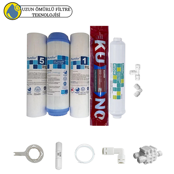 Pemax Water Solutions Purefer Açık Kasa Çift Sedimentli Sertifikalı 5'li Orijinal Lg Kuno Mebran 5'li