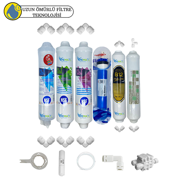 Pemax Water Solutions Kapalı Kasa Su Arıtmaya Uygun Sertifikalı 6lı Orijinal Filmtec Mebran Purefer-B12Alkali Set