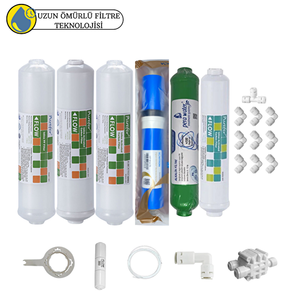 Pemax Water Solutions Purefer Kapalı Kasa Su Arıtma Cihazlarına Sertifikalı 6'lı Vontron Helixfil Yüksek TDS Mebran  Alkali