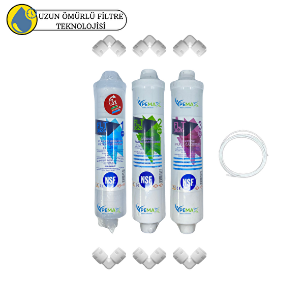 Pemax Water Solutions Kapalı Kasa Su Arıtma Cihazlarına Uygun FLT Serisi Sertifikalı 3'lü Set
