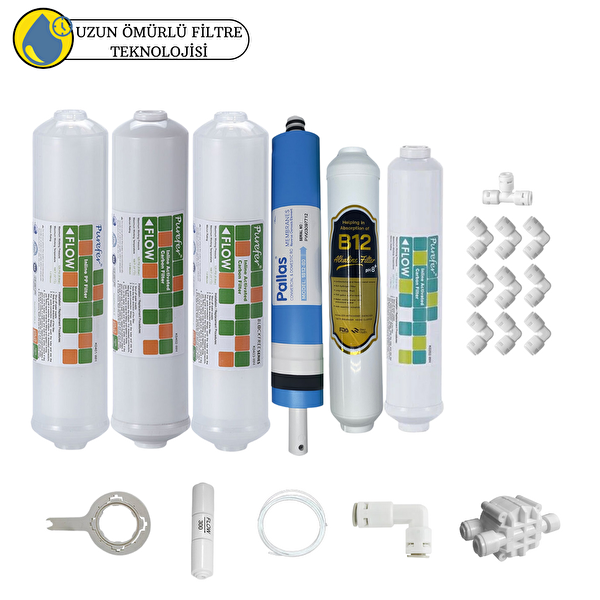 Pemax Water Solutions Purefer Kapalı Kasa Su Arıtma Cihazlarına Sertifikalı 6'lı Pallas Mebran  B12 Alkalili