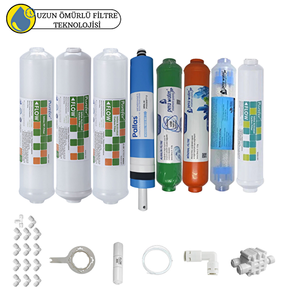 Pemax Water Solutions Purefer Kapalı Kasa Su Arıtma Cihazlarına Sertifikalı 8'li Pallas Mebran  Mineral Alkalili Detox