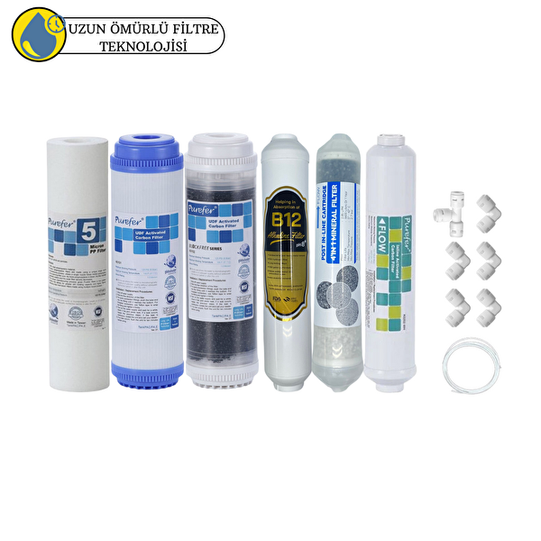 Pemax Water Solutions Purefer Açık Kasa Çift Karbonlu Sertifikalı 6'lı Mebransız B12 Alkali Şeffaf 4'lü Mineral