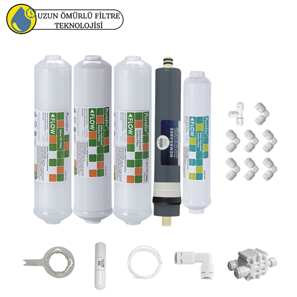 Pemax Water Solutions Purefer Kapalı Kasa Su Arıtma Cihazlarına Sertifikalı 5'li Platinium Mebran  5'li
