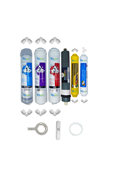 Pemax Water Solutions Kapalı Kasa Su Arıtma Cihazlarına Uygun STD 6'lı Platinium Mebran Mineral-Tatlandırıcı Set