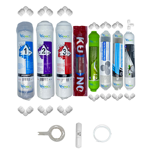 Pemax Water Solutions Kapalı Kasa Su Arıtma STD 8'li Orijinal LG Kuno Mebran Alkali Şeffaf Mineral Detox Gümüş İyon