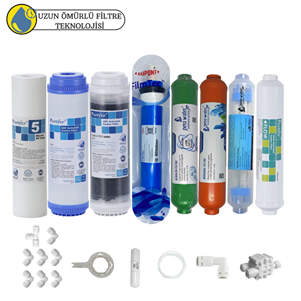 Pemax Water Solutions Purefer Açık Kasa Çift Karbonlu Sertifikalı 8'li Filmtec Dupon Mebran Mineral -Alkalili-Detox