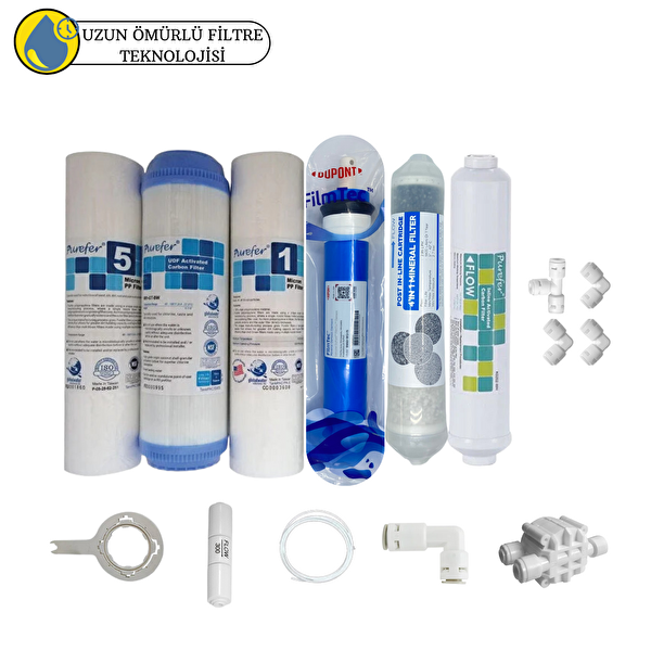 Pemax Water Solutions Purefer Açık Kasa Çift Sedimentli Sertifikalı 6'lı Filmtec Dupon Mebran Şeffaf 4'lü Mineral