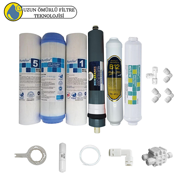 Pemax Water Solutions Purefer Açık Kasa Çift Sedimentli Sertifikalı 6'lı Platinium Mebran  B12 Alkalili