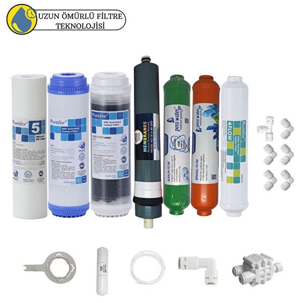 Pemax Water Solutions Purefer Açık Kasa Çift Karbonlu Sertifikalı 7'li Platinium Mebran Mineral-Alkali
