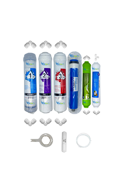 Pemax Water Solutions Kapalı Kasa Su Arıtma Cihazlarına Uygun STD 6'lı ReVerse Osmosis Mebran Alkali-Tatlandırıcı Set