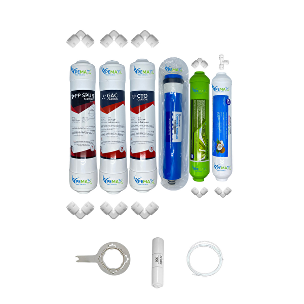 Pemax Water Solutions Kapalı Kasa Su Arıtma Cihazlarına Ecomax 6'lı ReVerse Osmosis Mebran Alkali-Tatlandırıcı