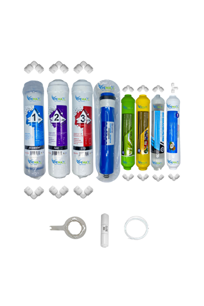 Pemax Water Solutions Kapalı Kasa Su Arıtma Uygun STD 8'li ReVerse Osmosis Mebran Alkali-Mineral-Detox-Tatlandırıcı