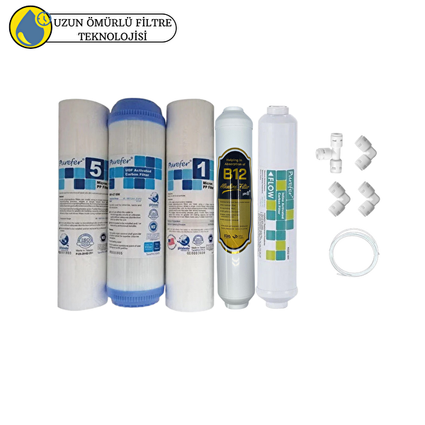Pemax Water Solutions Purefer Açık Kasa Çift Sedimentli Sertifikalı 5'li Mebransız B12 Alkalili