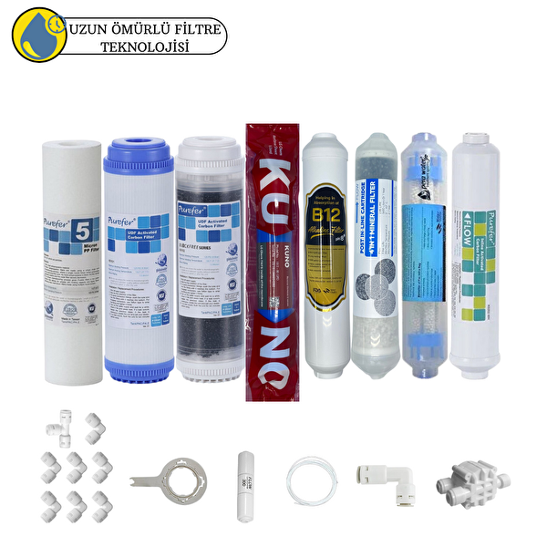 Pemax Water Solutions Purefer Açık Kasa Çift Karbonlu Sertifikalı 8'liB12 Alkali-Detox-Orijinal LgKuno Mebran 4'lü Mineral