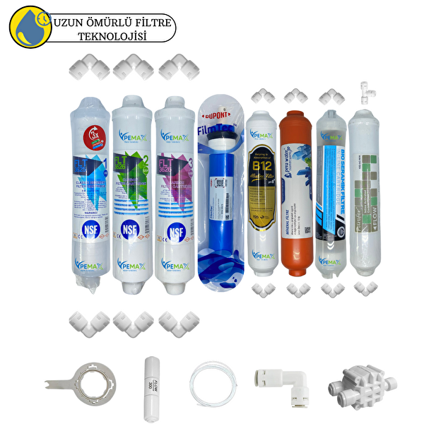 Pemax Water Solutions Kapalı Kasa Su Arıtma Uygun Sertifikalı 8lı Orijinal Filmtec Mebran purefer-B12-Mineral-Detox