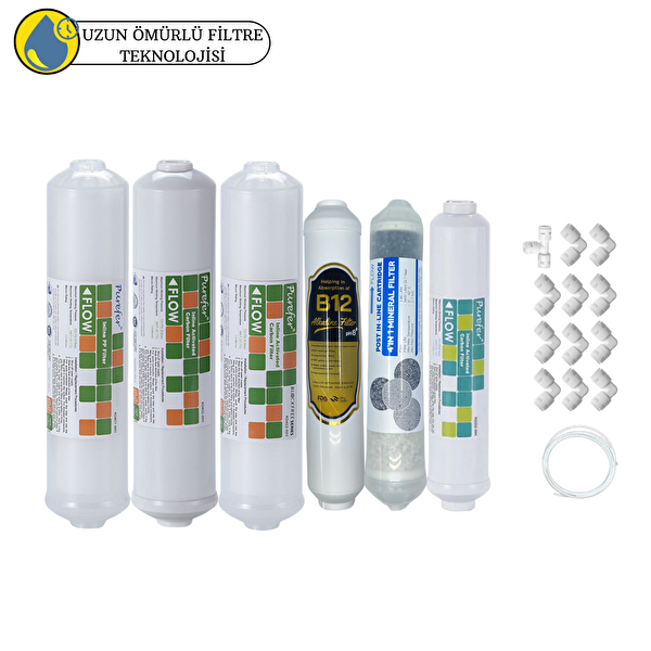 Pemax Water Solutions Purefer Kapalı Kasa Su Arıtma Cihazlarına Sertifikalı 6'lı Mebransız B12 Alkali Şeffaf 4'lü Mineral