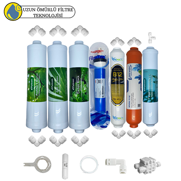 Pemax Water Solutions Puricom Kapalı Kasa Su Arıtma cihazlar Sertifikalı 7'li B12 Alkali- Filmtec Dupon Mebran Mineral