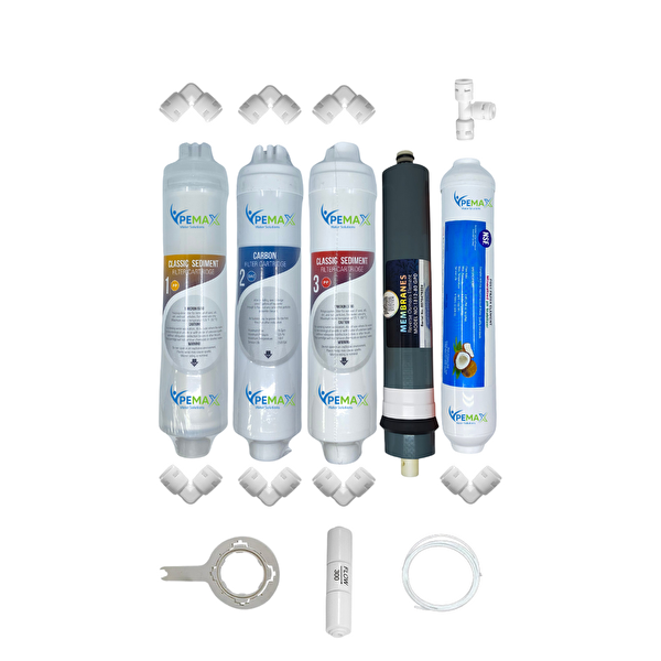 Pemax Water Solutions Kapalı Kasa Su Arıtma Cihazlarına Uygun Eco 5'li Platinium Mebran Mineralli Tatlandırıcı Set