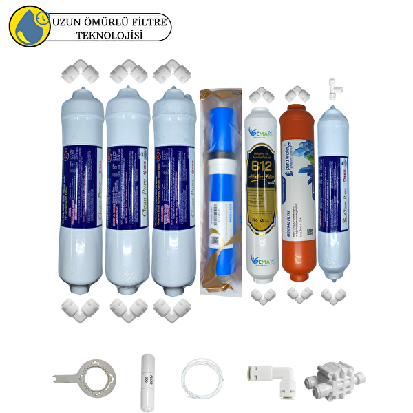 Pemax Water Solutions Swun chyan Kapalı Kasa Su Arıtma Sertifikalı 7'li B12Alkali-Mineral Vontron Helixfil 4000 TDS Mebran