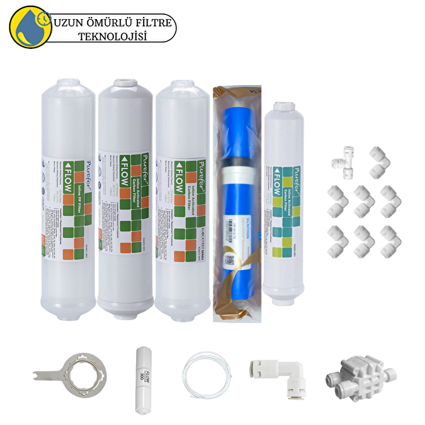 Pemax Water Solutions Purefer Kapalı Kasa Su Arıtma Cihazlarına Sertifikalı 5'li Vontron Helixfil Yüksek TDS Mebran 5'li